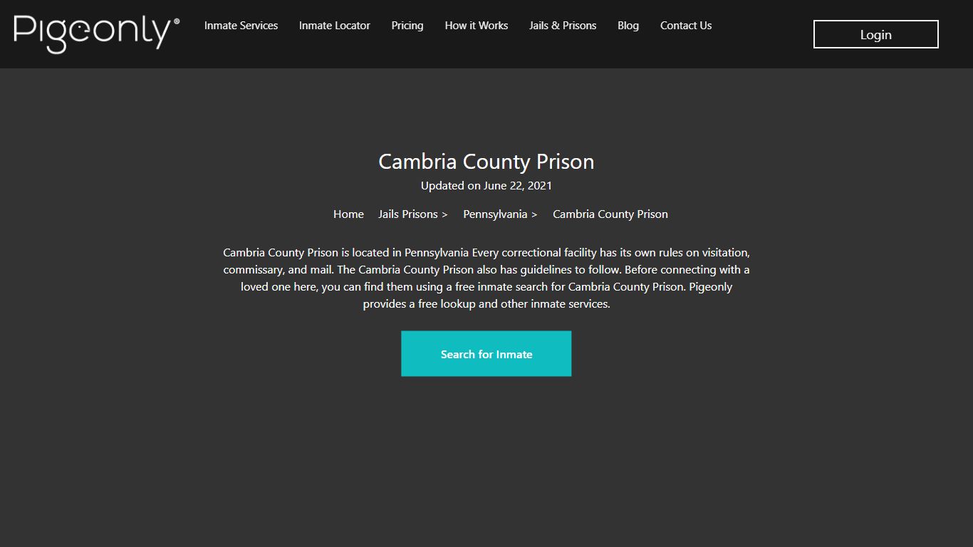 Cambria County Prison Inmate Search | Pennsylvania